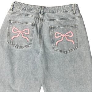Edikted Bow Pocket Low Rise Baggy Jeans – Trendy Y2K Denim 🎀